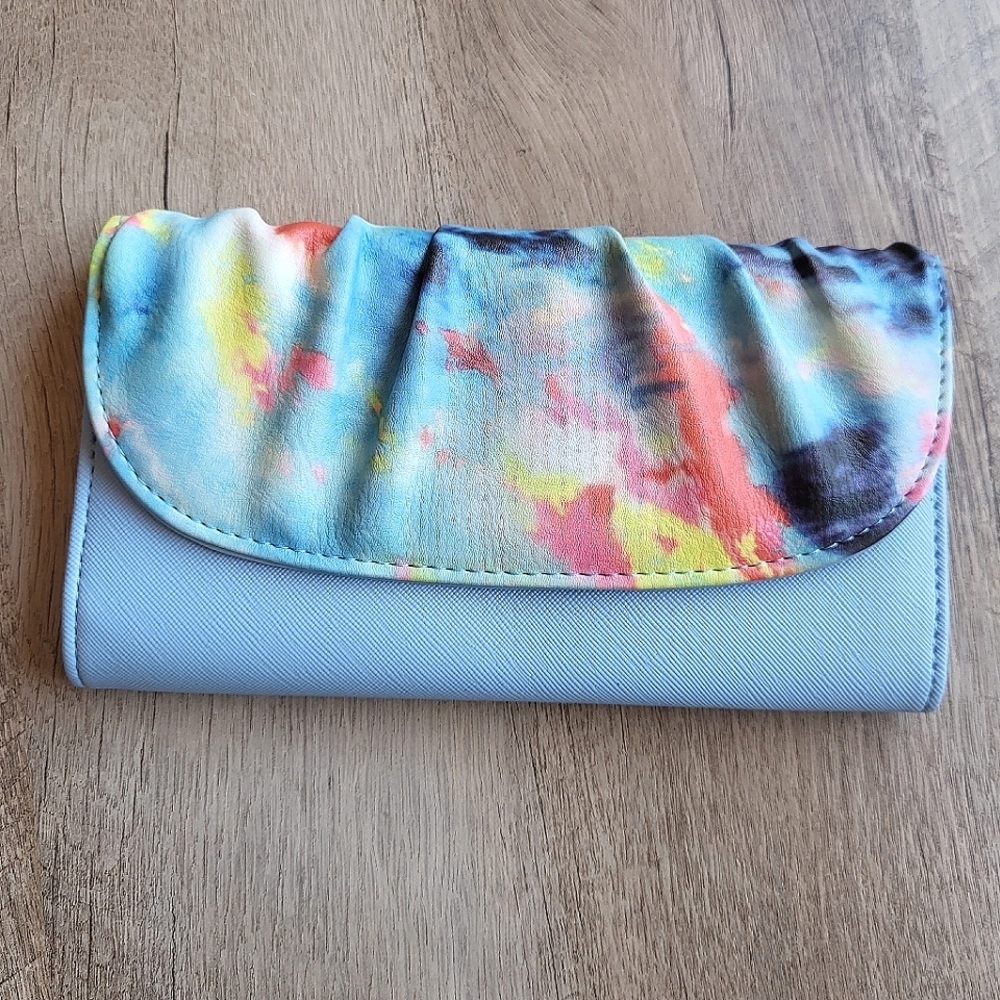 NWT Kenneth Cole Reaction Wallet / Clutch, pink blue, yellow, periwinkle